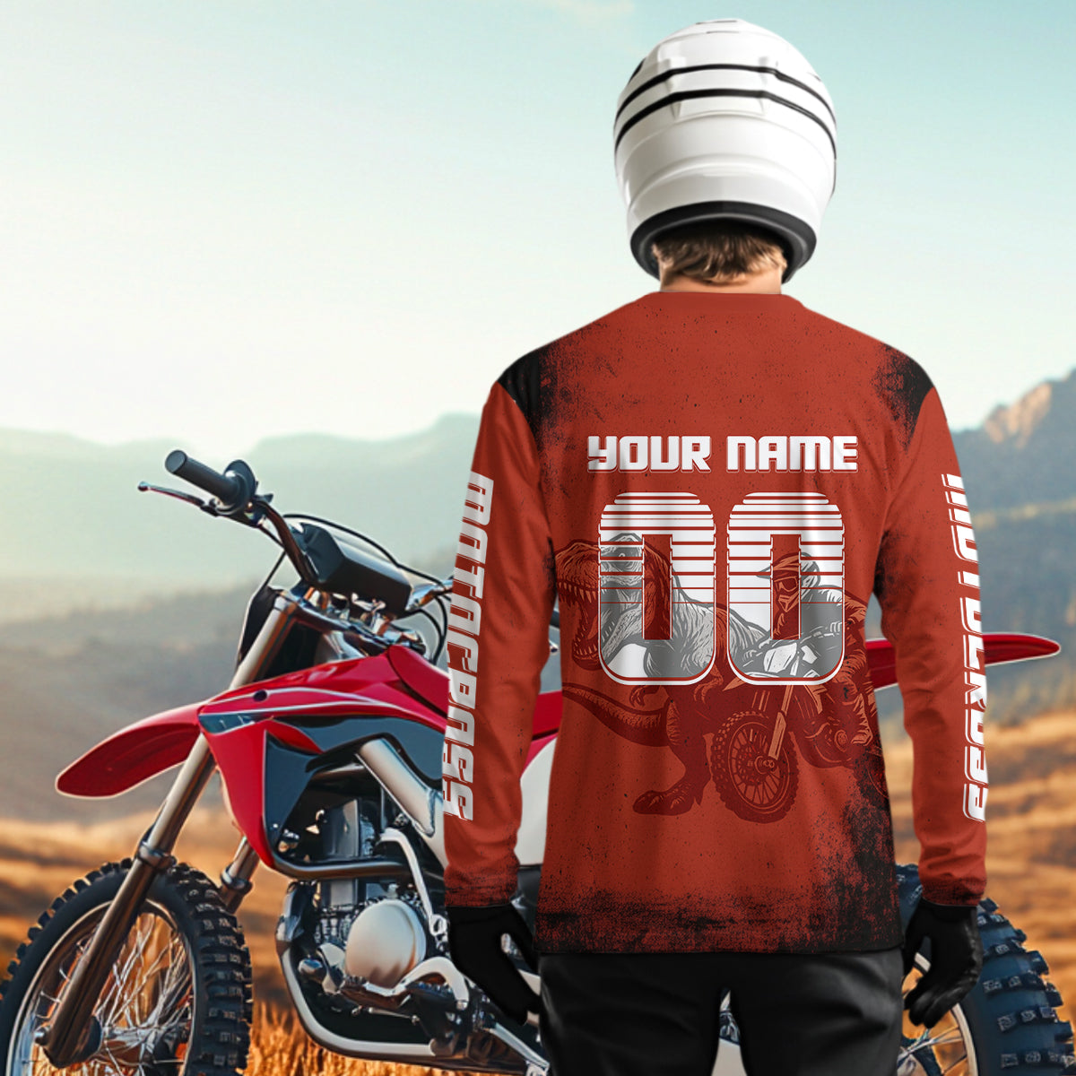Red Dinosaur Motocross Jersey Custom Dirt Bike Shirt Men Kid Women Racing Jersey XM411