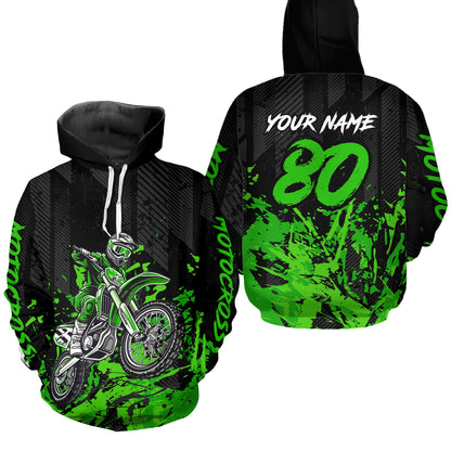 Custom Green Youth Dirt Bike Motorcycle Hoodie Kid Men Women Motocross Jersey Hoodie HOT38