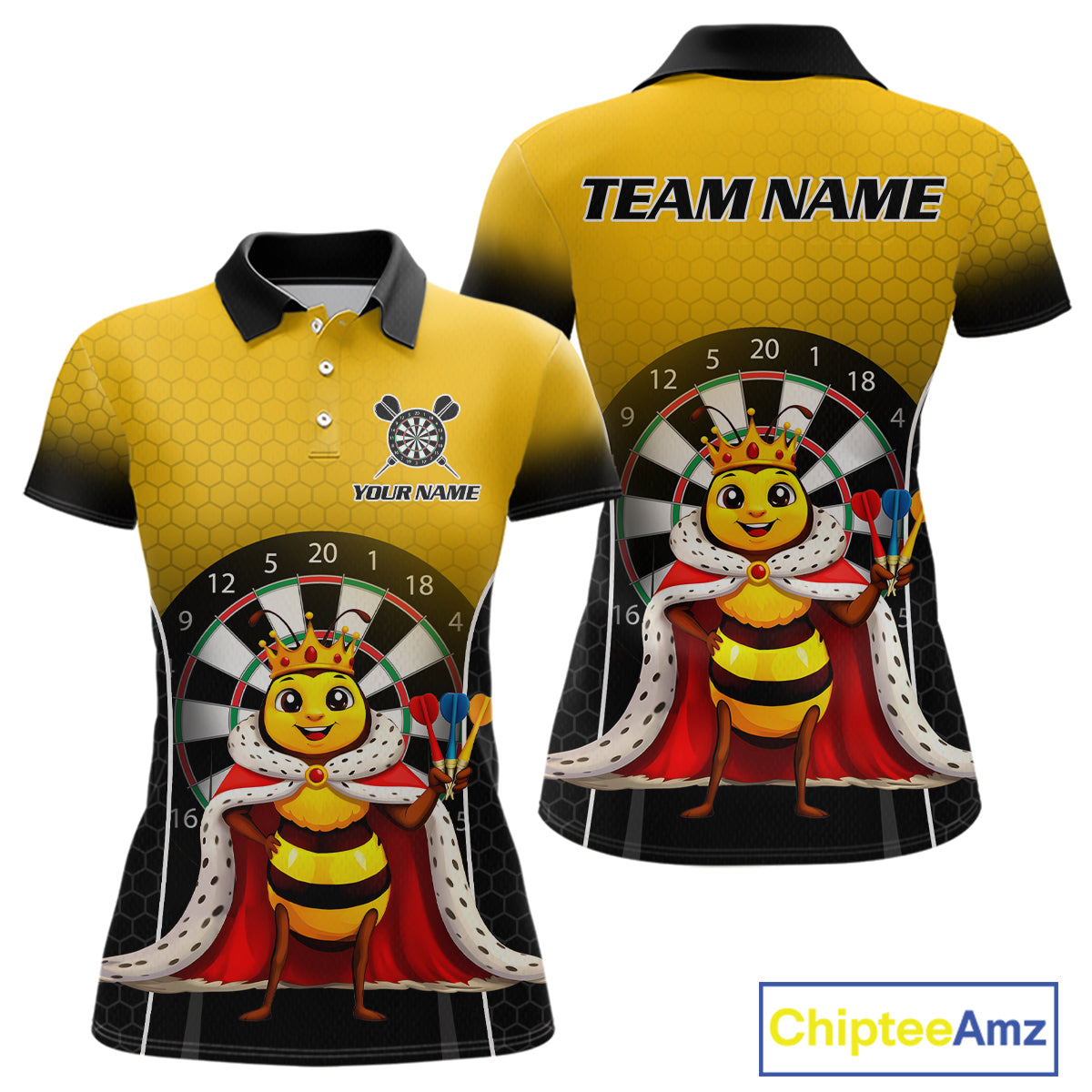 Custom Funny King Bee Dart Shirt Dart Team Jersey for Women Dartboard Polo & 1/4 Zip Shirts NNT164