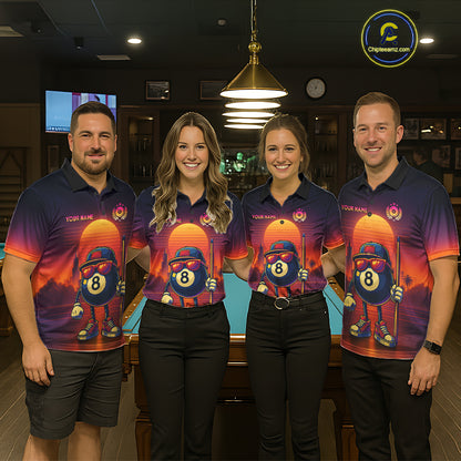 Custom Funny 8 Ball Retro Billiard Shirts for Women Billiard Team Shirts Polo & 1/4 Zip NNT93