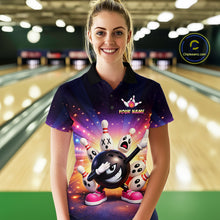 Load image into Gallery viewer, Custom Galaxy Funny Bowling Jersey for Women Bowling Tournament Polo &amp; 1/4 Zip Bowling Team Shirts HNT217