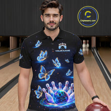 Load image into Gallery viewer, Custom Galaxy Butterflies Bowling Jersey for Men Bowling Tournament Polo &amp; 1/4 Zip Bowling Team Shirts HNT211
