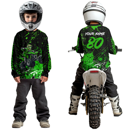 Green Youth ATV Motocross Shirts Kid Men Women Custom Off-Road Quad Bike Shirt UPF30+ DNT77