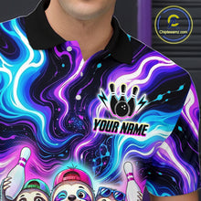 Load image into Gallery viewer, Custom Funny Sloth Bowling Jersey for Men Purple Blue Neon Bowling Team Shirts Bowling League HNT307