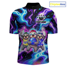 Load image into Gallery viewer, Custom Funny Sloth Bowling Jersey for Men Purple Blue Neon Bowling Team Shirts Bowling League HNT307