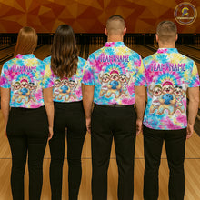 Load image into Gallery viewer, Custom Funny Sloth Bowling Jersey for Women Tropical Tie-Dye Bowling Team Shirts Bowling League HNT306