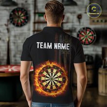 Load image into Gallery viewer, Custom Flame US Flag Darts Shirt for Men Darts Team Jerseys Dart Tournament Polo &amp; 1/4 Zip NNT115