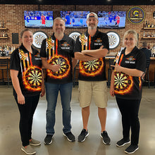 Load image into Gallery viewer, Custom Flame US Flag Darts Shirt for Women Darts Team Jerseys Dart Tournament Polo &amp; 1/4 Zip NNT115