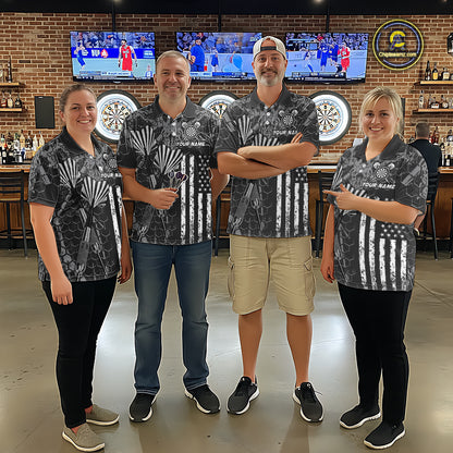 Custom US Flag Darts Shirt for Women Darts Team Jerseys Dart Tournament Polo & 1/4 Zip NNT113