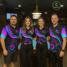 Load image into Gallery viewer, Neon 8 Ball Crown Billiard Shirts for Women Custom Billiard League Billiard Team Shirts Polo &amp; 1/4 Zip NNT103