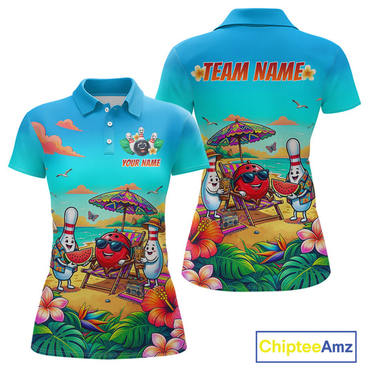 Custom Summer Bowling Jersey for Women Unisex Bowling Shirts for Team Polo & 1/4 Zip HNT243