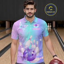 Load image into Gallery viewer, Custom Neon Butterfly Bowling Jersey for Men Bowling Team Shirts Bowling League Polo &amp; 1/4 Zip HNT172