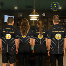 Load image into Gallery viewer, Custom Black and Gold 9 Ball Pool Billiard Shirt for Women Polo &amp; 1/4 Zip Billiard Team Jerseys NNT158