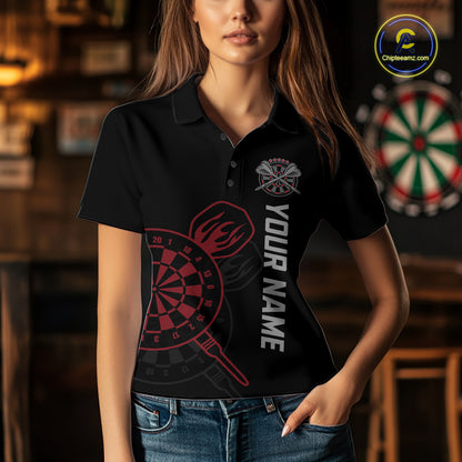 Custom Skull US Flag Dart Shirts For Women Dart Board Shirts Polo & 1/4 Zip Dart Jersey Team NNT127