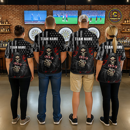 Custom American Flag Grim Reaper Dart Shirt Dart Team Jersey for Men Dartboard Shirts NNT177