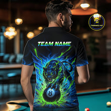 Load image into Gallery viewer, Person wearing a black t-shirt with a colorful design and 'TEAM NAME' text, standing in a pool hall.