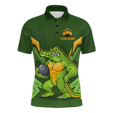 Load image into Gallery viewer, Personalized Funny Crocodile Bowling Shirt Alligator Bowling Jersey for Men Polo &amp; 1/4 Zip HNT209