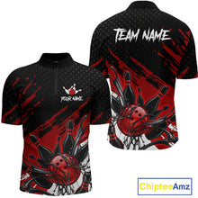 Load image into Gallery viewer, Custom Red Bowling Jerseys For Men, Personalized Bowling Team Shirts Bowling Pin And Ball HNT283