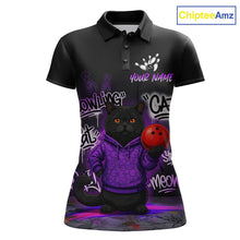 Load image into Gallery viewer, Custom Funny Black Cat Bowling Jersey for Women Bowling League Bowling Team Shirts HN289