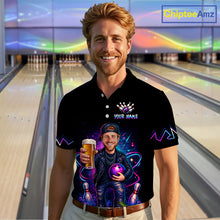 Load image into Gallery viewer, Custom Photo Funny Beer Galaxy Bowling Jersey for Men Bowling Team Shirts Polo &amp; 1/4 Zip HNT312