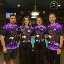 Load image into Gallery viewer, Custom Purple Flame Eagle 8 Ball Billiard Shirts for Women Billiard League Billiard Team Shirts NNT107