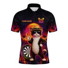 Load image into Gallery viewer, Custom Funny Cat Dart Shirts For Men Retro Dart Board Shirts Polo &amp; 1/4 Zip Dart Jersey Team NNT123