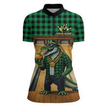 Load image into Gallery viewer, Custom Green Alligator Bowling Jersey for Women Bowling Uniform Polo &amp; 1/4 Zip Bowling Team Shirts HNT230