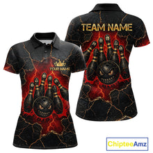 Load image into Gallery viewer, Custom Cracked Angry Bowling Shirts for Women Bowling Team Jersey Bowling League HNT298