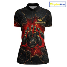 Load image into Gallery viewer, Custom Cracked Angry Bowling Shirts for Women Bowling Team Jersey Bowling League HNT298