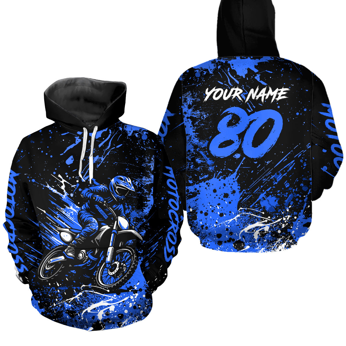 Custom Blue Motocross Hoodie Jersey for Kid Men Women Dirt Bike Racing Motorcycle Hoodie HOT34