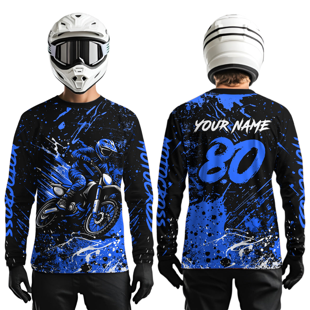 Blue Youth Motocross Jersey Custom Motocycle Shirts Men Women Kid Motocross Shirt UPF30+ DNT39
