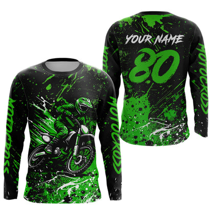 Green Youth Motocross Jersey Custom Motocycle Shirts Men Women Kid Motocross Shirt UPF30+ DNT39