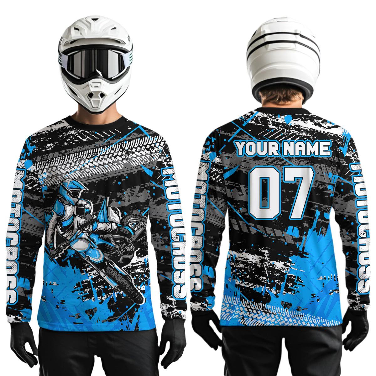 Blue Motocross Jersey Racing for Kid Men Women Custom Dirt Bike Shirts UPF30+ DNT45
