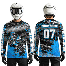 Load image into Gallery viewer, Blue Motocross Jersey Racing for Kid Men Women Custom Dirt Bike Shirts UPF30+ DNT45