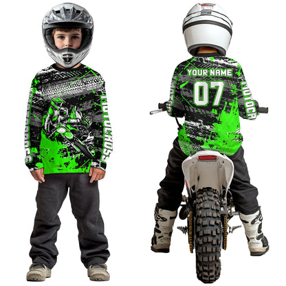 Green Motocross Jersey Racing for Kid Men Women Custom Dirt Bike Shirts UPF30+ DNT45