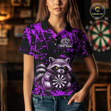 Load image into Gallery viewer, Custom Purple Raccoon Funny Dart Shirt Dart Team Jersey for Women Dartboard Polo &amp; 1/4 Zip Shirts NNT170