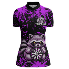 Load image into Gallery viewer, Custom Purple Raccoon Funny Dart Shirt Dart Team Jersey for Women Dartboard Polo &amp; 1/4 Zip Shirts NNT170