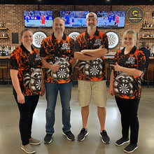Load image into Gallery viewer, Custom Orange Raccoon Funny Dart Shirt Dart Team Jersey for Women Dartboard Polo &amp; 1/4 Zip Shirts NNT170