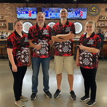 Load image into Gallery viewer, Custom Red Raccoon Funny Dart Shirt Dart Team Jersey for Women Dartboard Polo &amp; 1/4 Zip Shirts NNT170