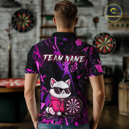 Custom Funny Cat Dart Shirts For Men Dart Board Gifts Darts Team Jerseys Dart League NNT153