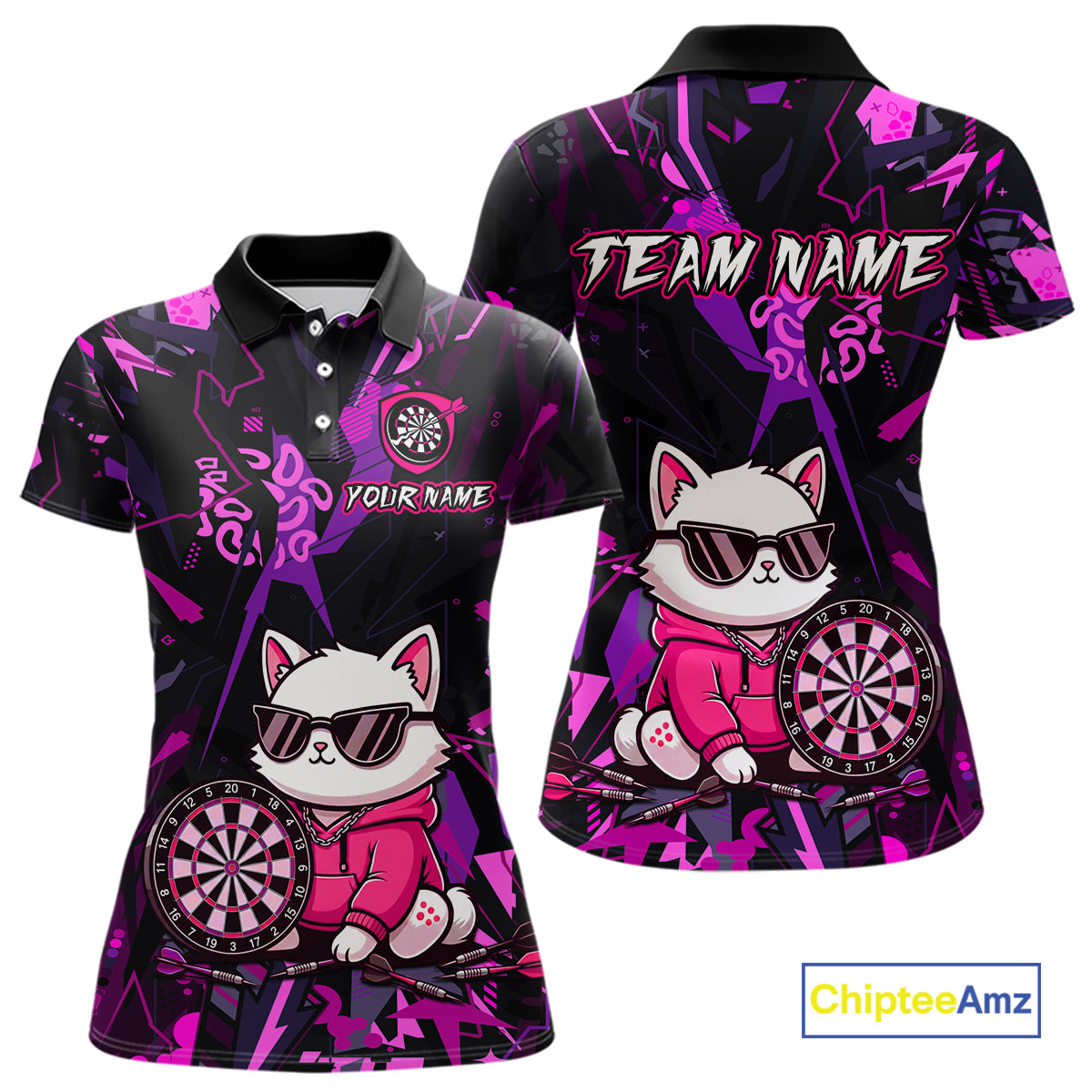 Custom Funny Cat Dart Shirts For Women Dart Board Gifts Darts Team Jerseys Dart League NNT153