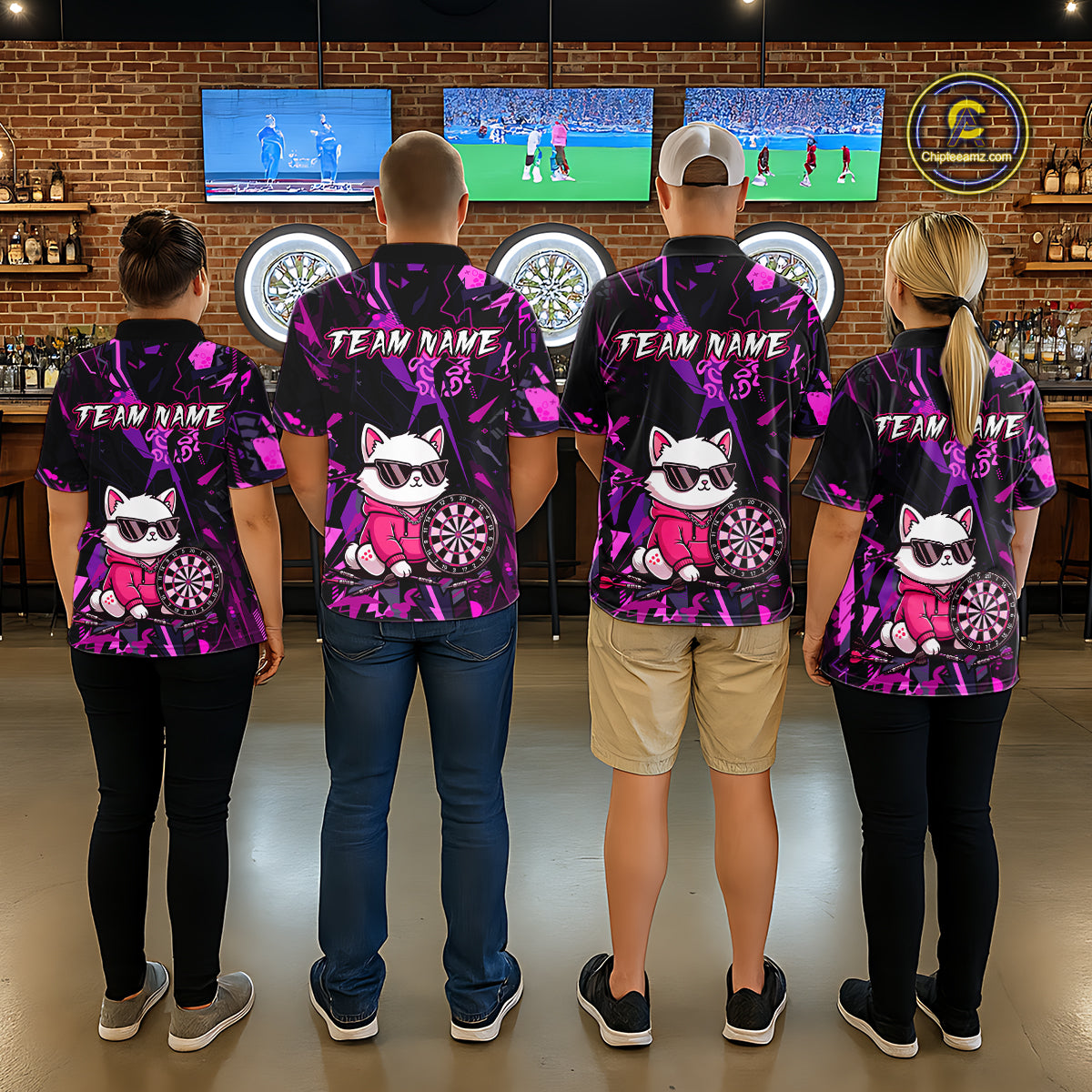 Custom Funny Cat Dart Shirts For Women Dart Board Gifts Darts Team Jerseys Dart League NNT153