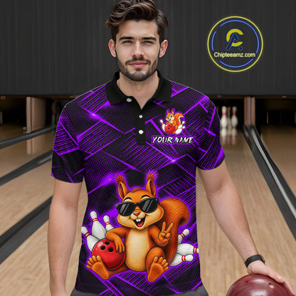 Purple Squirrel Funny Custom Bowling Jersey for Men Bowling Team Shirts Bowling League HNT304