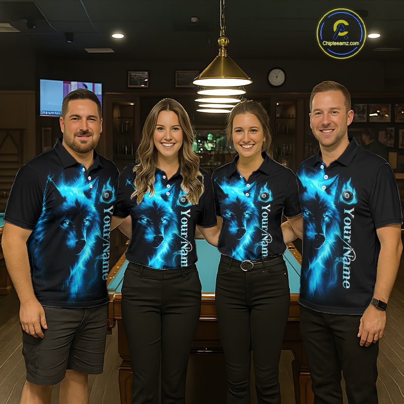 Custom Wolf 8 Ball Billiard Shirts for Men Billiard Team Shirts Billiard League Polo & 1/4 Zip NNT97