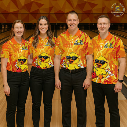 Custom Yellow Funny Duck Bowling Jersey for Women Bowling Uniform Polo & 1/4 Zip Bowling Team Shirts HNT236