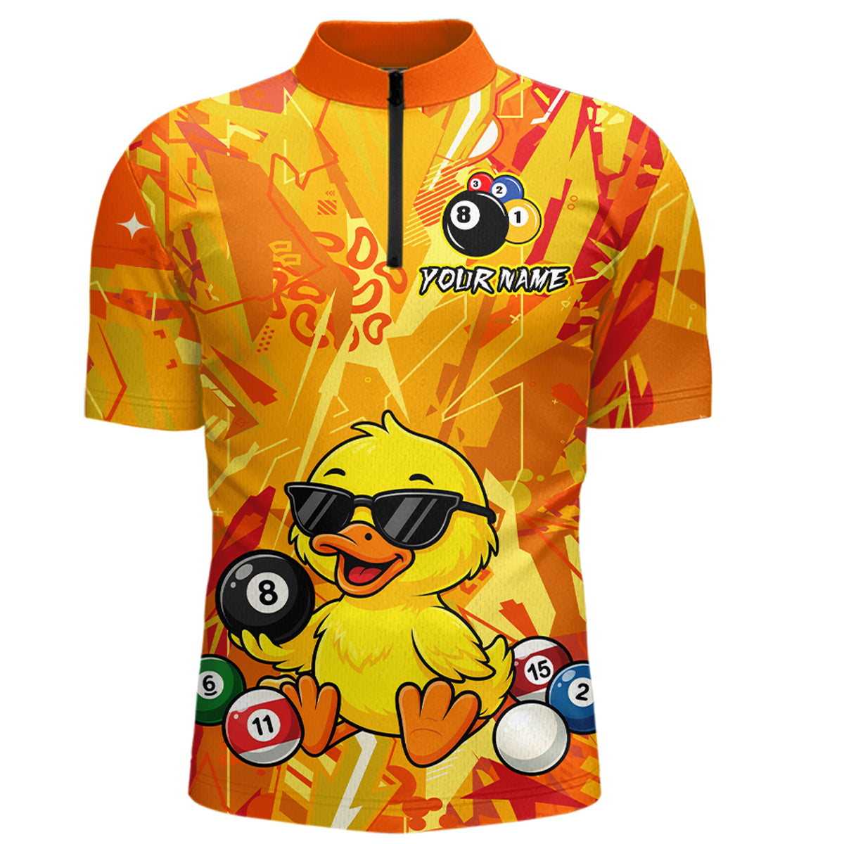 Custom Yellow Duck Funny 8 Ball Pool Shirts Billiard Shirt for Men Billiard Team Jersey League NNT174