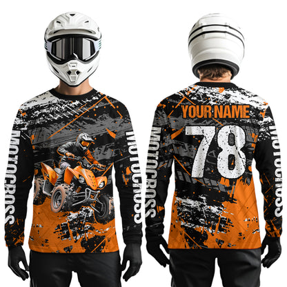 Custom Orange ATV Motocross Shirts Kid Adult Motocross Off-Road Quad Bike Shirt UPF30+ DNT62