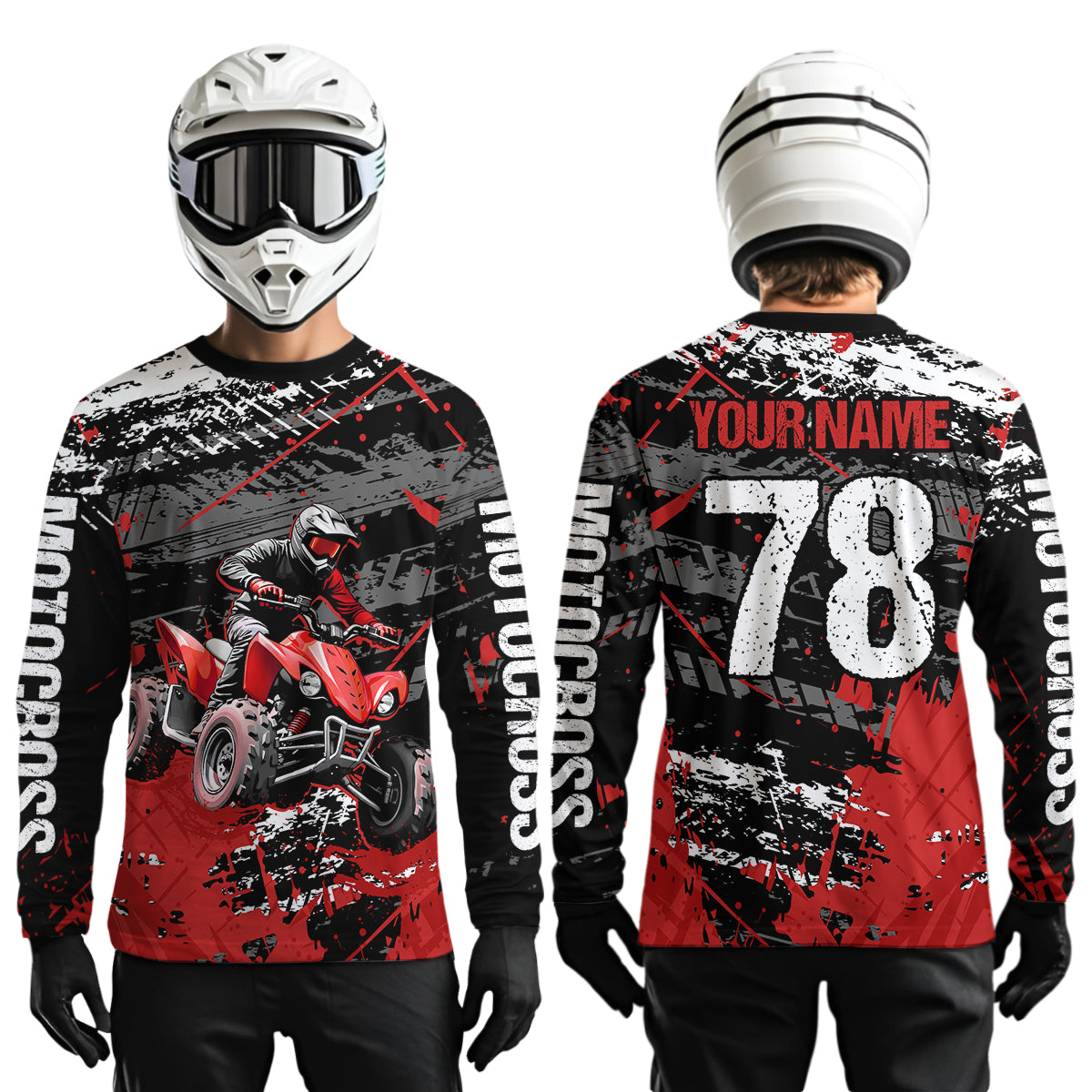 Custom Red ATV Motocross Shirts Kid Adult Motocross Off-Road Quad Bike Shirt UPF30+ DNT62