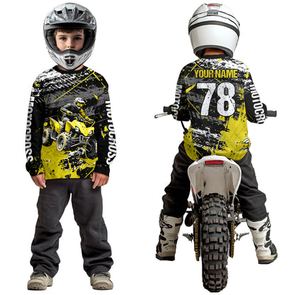 Custom Yellow Off-Road Quad Bike Shirt Youth ATV Motocross Shirts Kid Men Women UPF30+ DNT78