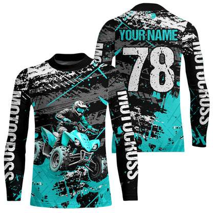 Custom Turquoise Off-Road Quad Bike Shirt Youth ATV Motocross Shirts Kid Men Women UPF30+ DNT78